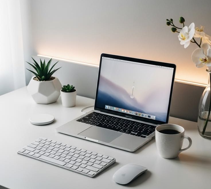 A laptop on a tidy desk